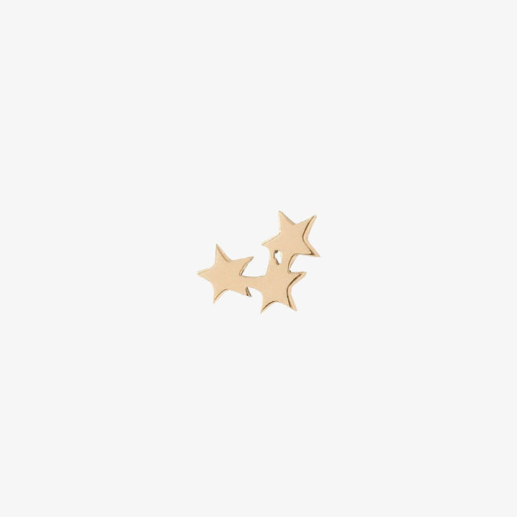 Kismet by Milka 14ct rose gold triple star stud earring (single)