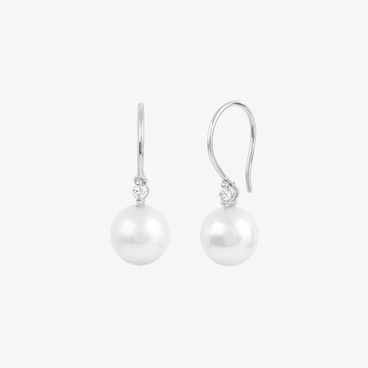 Dinny Hall 14ct white gold double pearl drop earrings