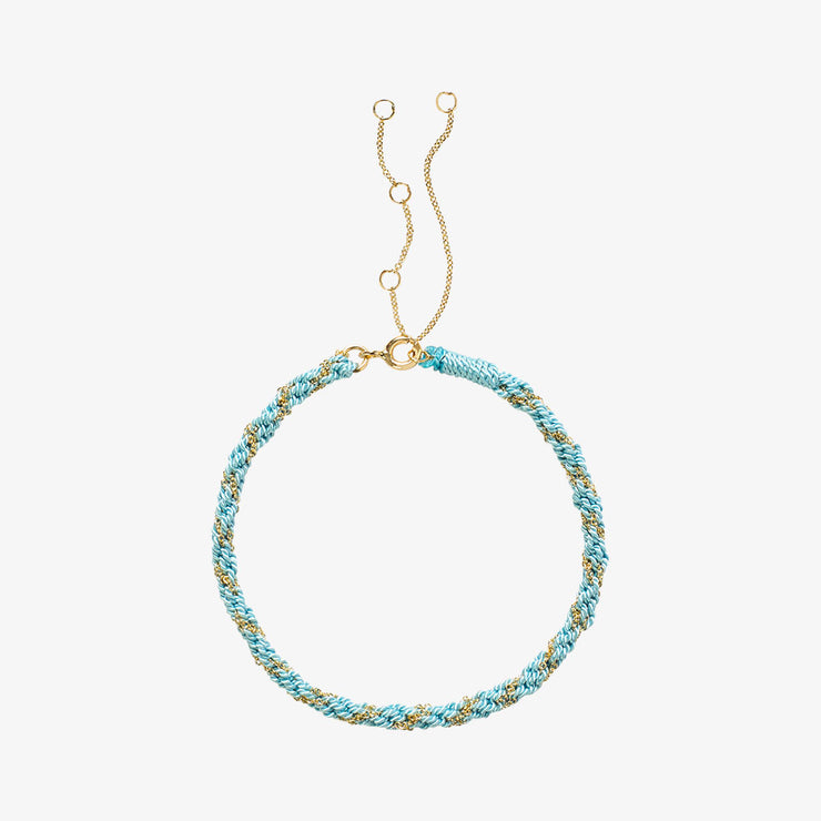 Kumachi - 18ct Gold, Turquoise thread woven chain bracelet