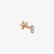 Kismet by Milka 14ct rose gold and two diamond solitaire screw flatback (single)