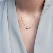 Sydney Evan 14ct white gold 'love' script necklace