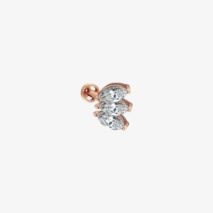 Kismet by Milka 14ct rose gold and 3 diamond screw flatback (single)