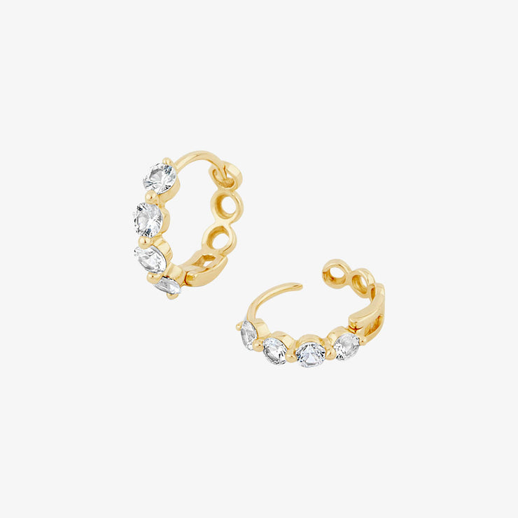 Dinny Hall 14ct yellow gold white sapphire studs