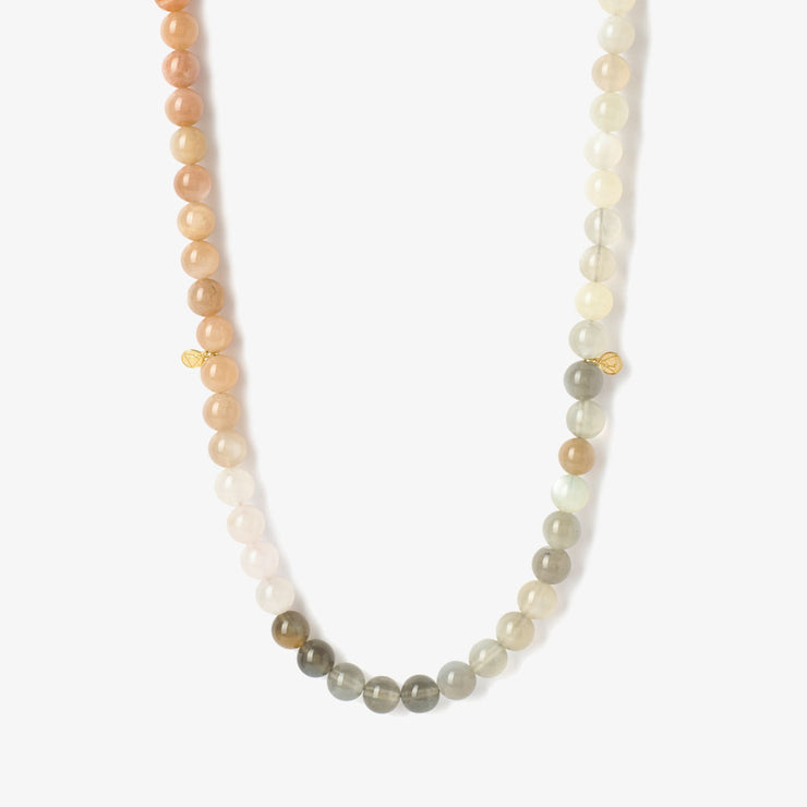 Cinta - 18ct gold, Rainbow Moonstone ombre bead necklace