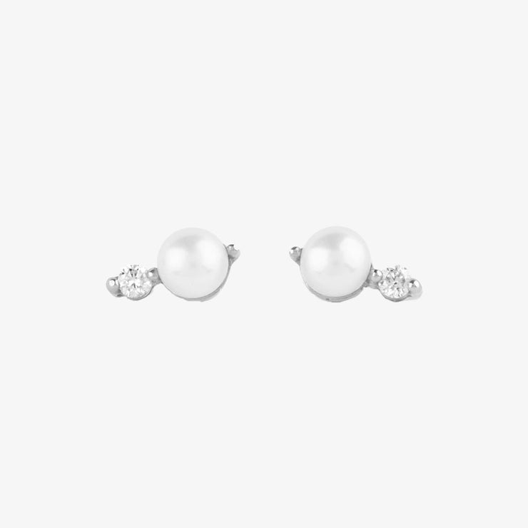 Dinny Hall 14ct white gold double pearl studs