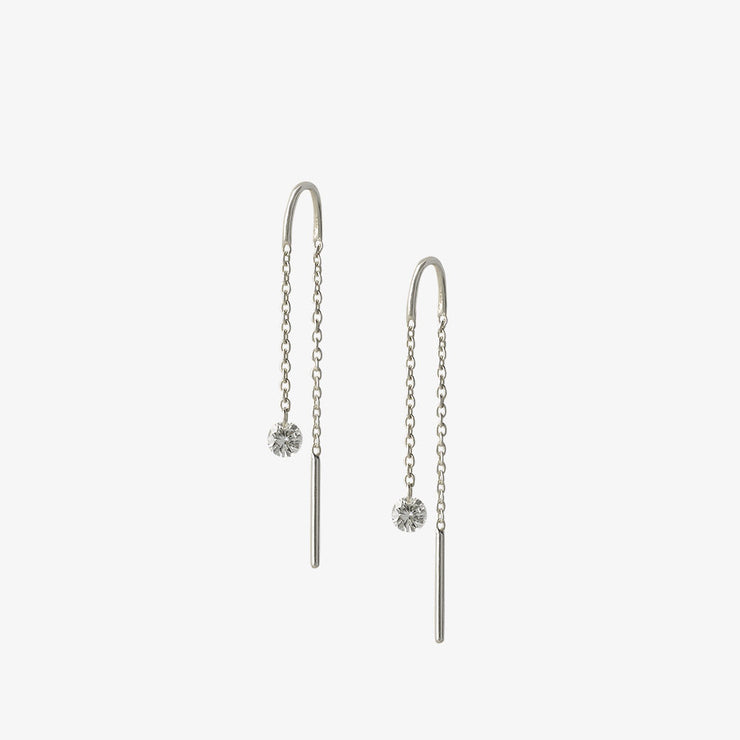 ARIA - 18ct gold, 0.08ct drilled diamond threader earrings (pair)