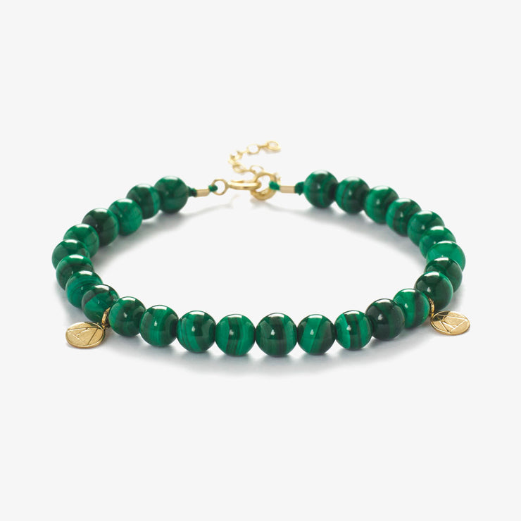 Cinta - 18ct gold, Malachite bead bracelet