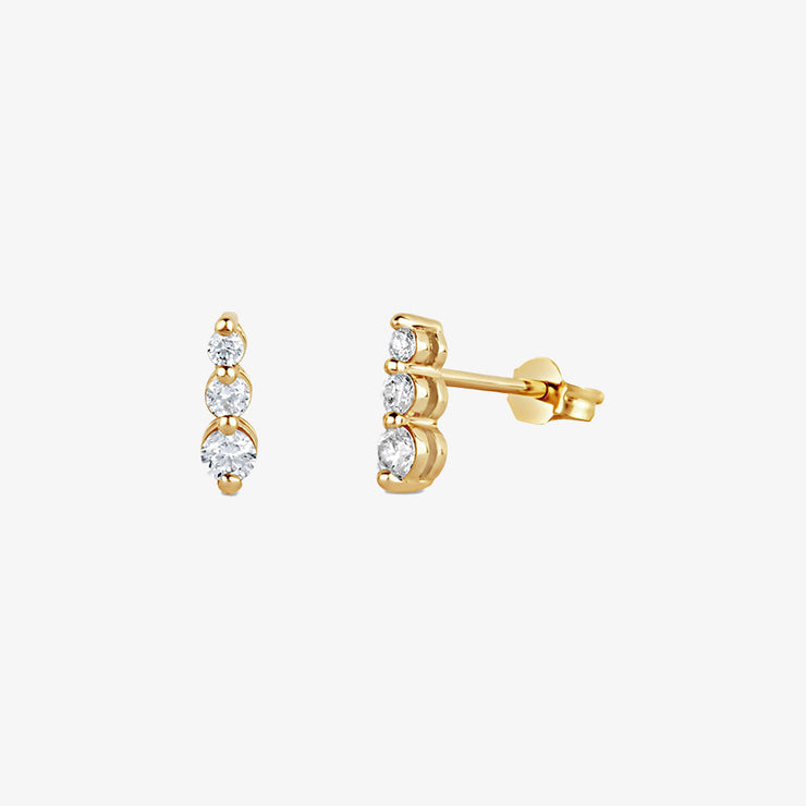 Dinny Hall 14ct yellow gold tapering triple studs