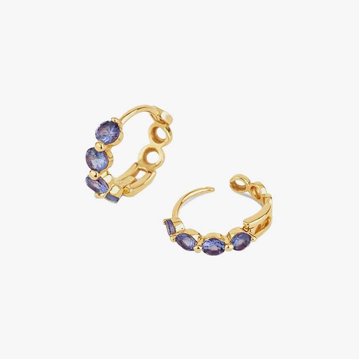 Dinny Hall 14ct yellow gold white tanzanite huggies