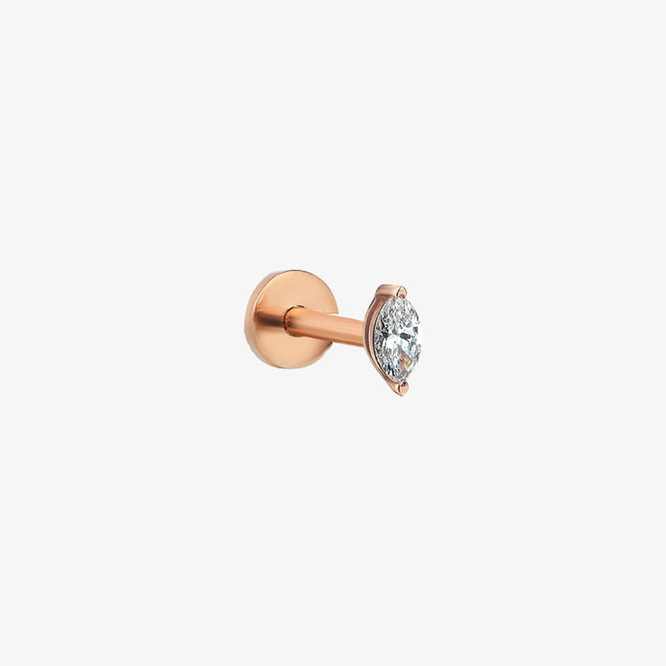 Kismet by Milka 14ct rose gold and marquise diamond screw flatback (single)