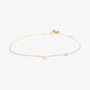 Zoe Chicco 14ct gold pearl and diamond bracelet