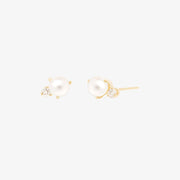 Zoe Chicco 14ct gold, pearl and diamond stud earrings (pair)