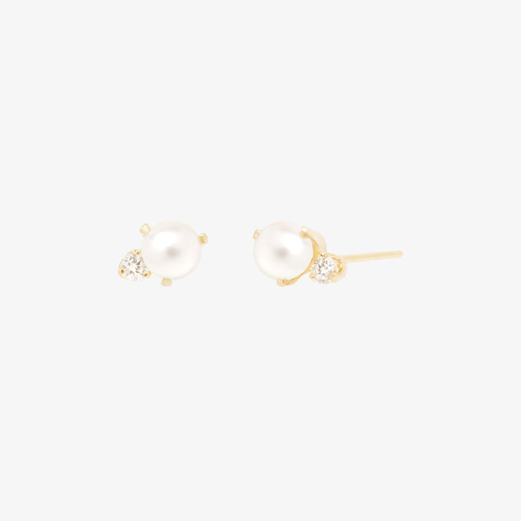 Zoe Chicco 14ct gold, pearl and diamond stud earrings (pair)