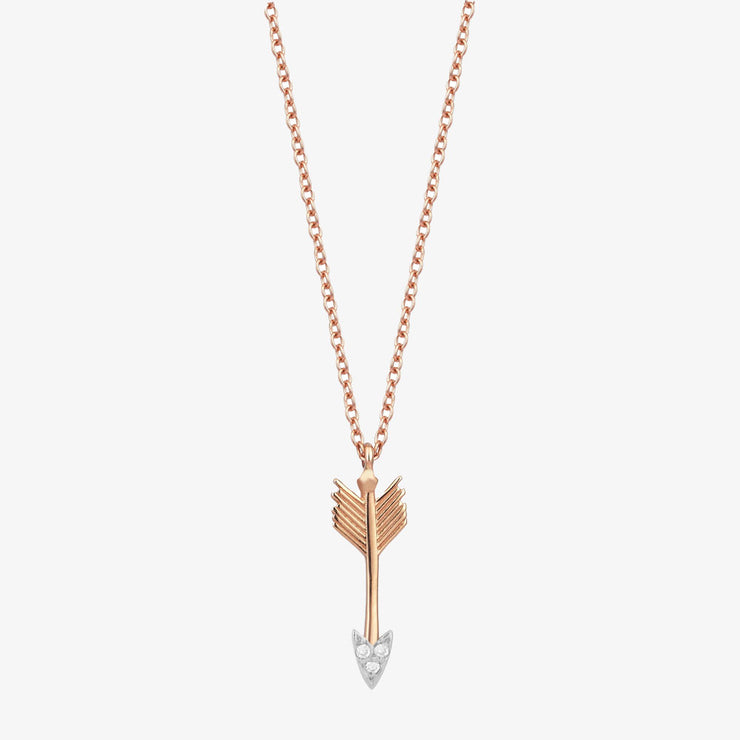 Kismet by Milka 14ct rose gold and diamond small arrow necklace