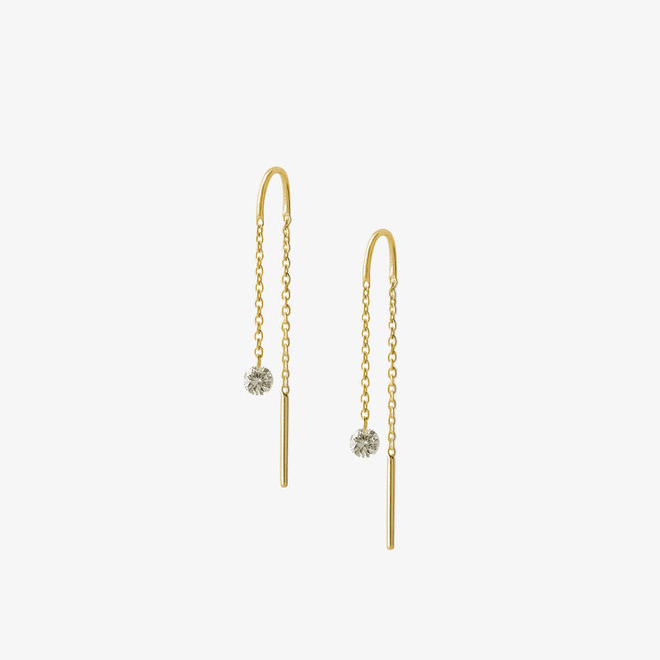 The Alkemistry 18ct yellow gold drilled diamond threader earrings
