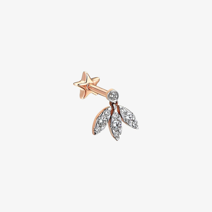 Kismet by Milka 14ct rose gold and diamond three marquise drop screw flatback (single)