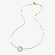 Morganne Bello 18ct yellow gold and diamond Victoria clover mother of pearl necklace