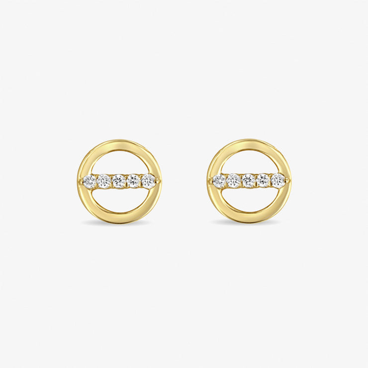 Zoe Chicco 14ct yellow gold and diamond centre bar earrings (pair)