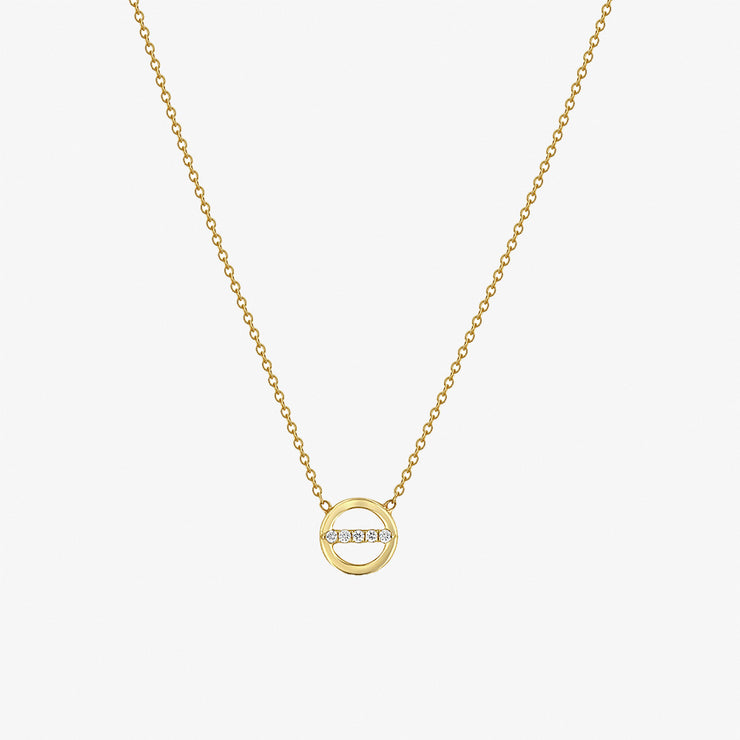 Zoe Chicco 14ct yellow gold and diamond open centre bar necklace