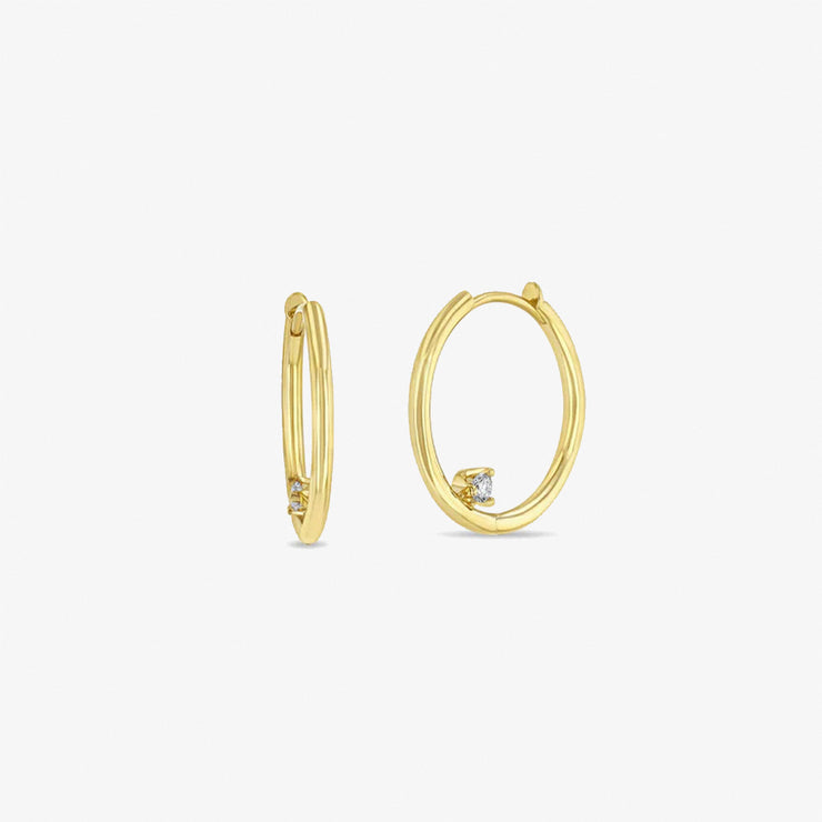 Zoe Chicco 14ct yellow gold and diamond inner hoop earrings(single)